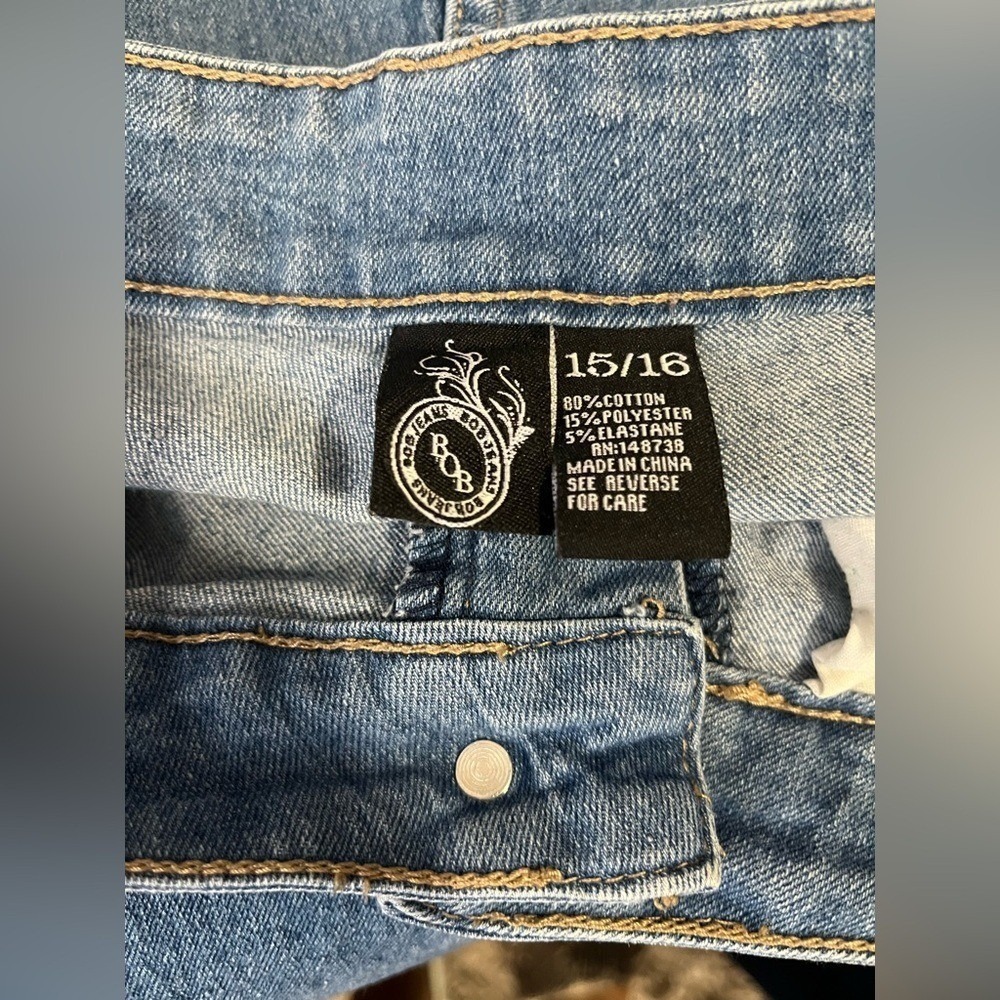 BOB JEANS Distressed Ripped Slim Denim Womens 15/16 Blue Streetwear Excellent - Picture 4 of 4